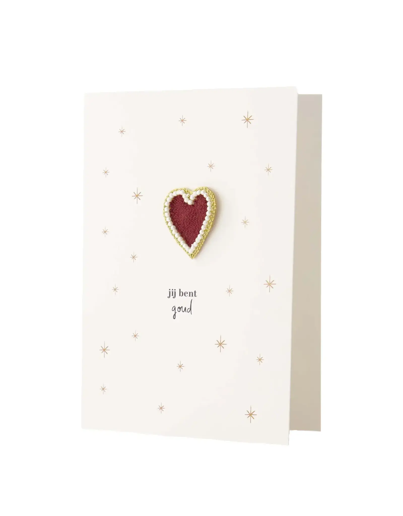 Zusss Wenskaart - Broche Hartje, Jij bent goud - Dubbele kaart + Envelop