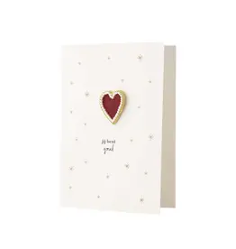 Zusss Wenskaart - Broche Hartje, Jij bent goud - Dubbele kaart + Envelop