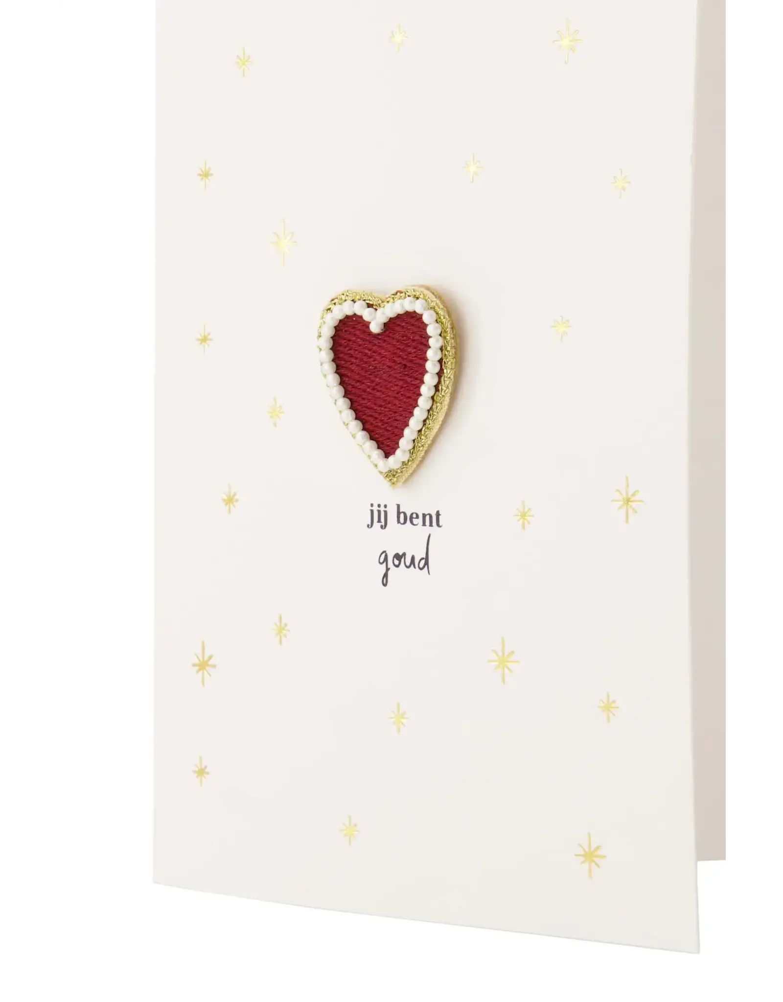 Zusss Wenskaart - Broche Hartje, Jij bent goud - Dubbele kaart + Envelop