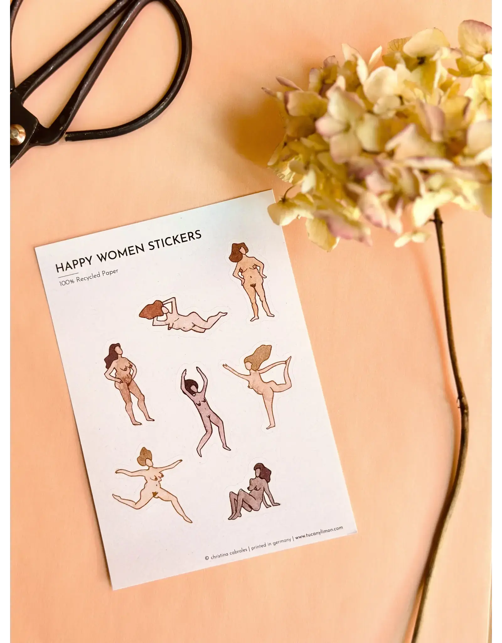 Tucán y limón Stickers, Happy Women