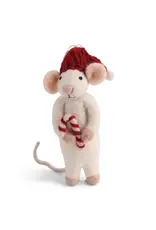 Gry & Sif Witte Muis - Candy cane - 12cm