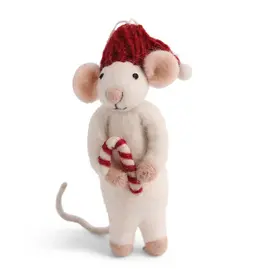 Gry & Sif Witte Muis - Candy cane - 12cm Gry & Sif Witte Muis - Candy cane - 12cm