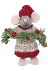 Gry & Sif Grijze Muis  - kersteslinger - 12 cm