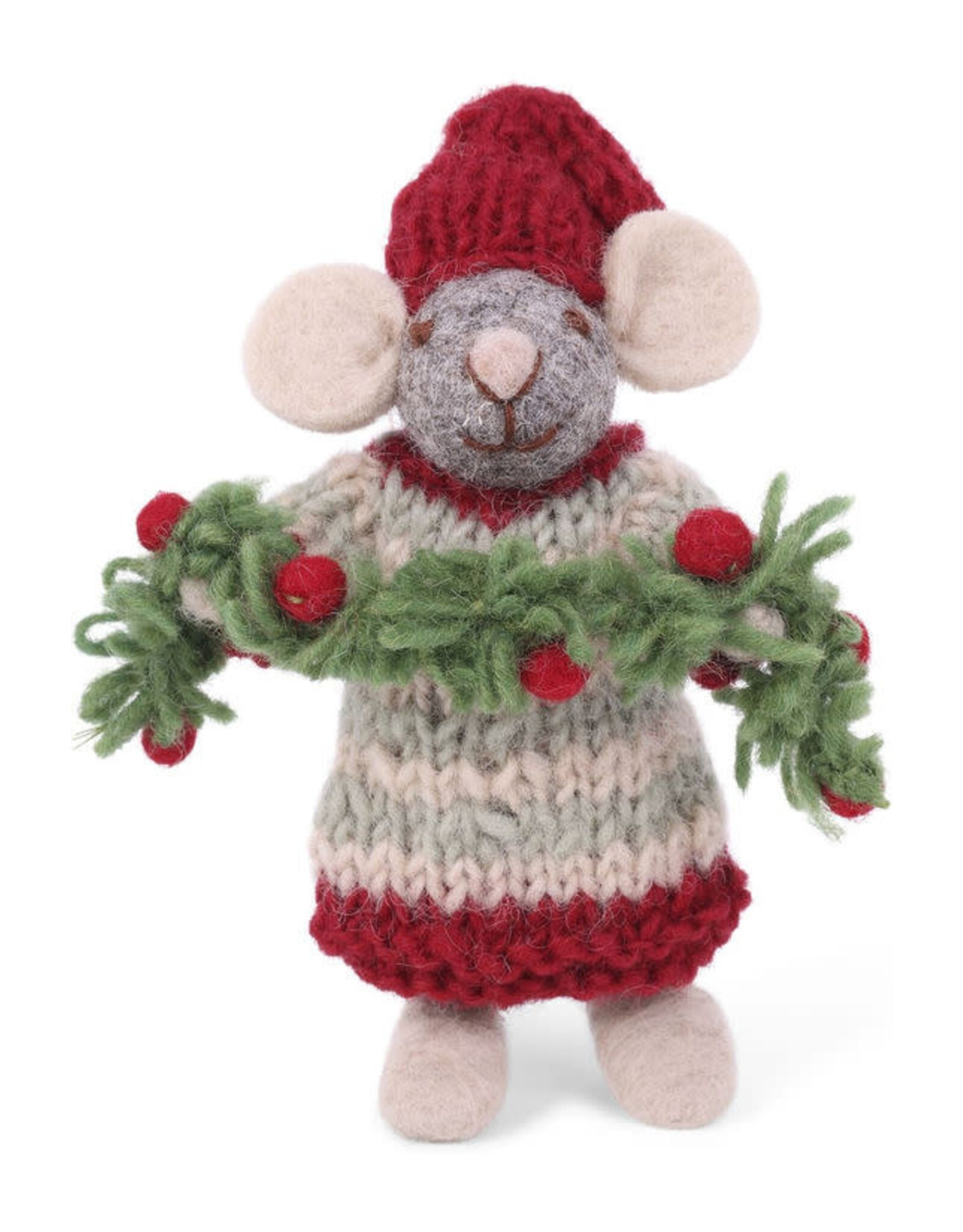 Gry & Sif Grijze Muis  - kersteslinger - 12 cm