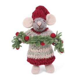 Gry & Sif Grijze Muis  - kerstslinger - 12 cm Gry & Sif Grijze Muis  - kerstslinger - 12 cm