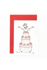 Studio Flash Wenskaart - Jumping out of a cake - Letterpress kaart + Envelop
