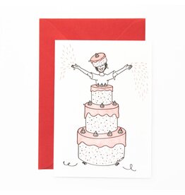 Studio Flash Wenskaart - Jumping out of a cake - Letterpress kaart + Envelop