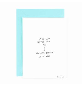 Studio Flash Wenskaart - Wine gets better with age - Letterpress Kaart + Envelop