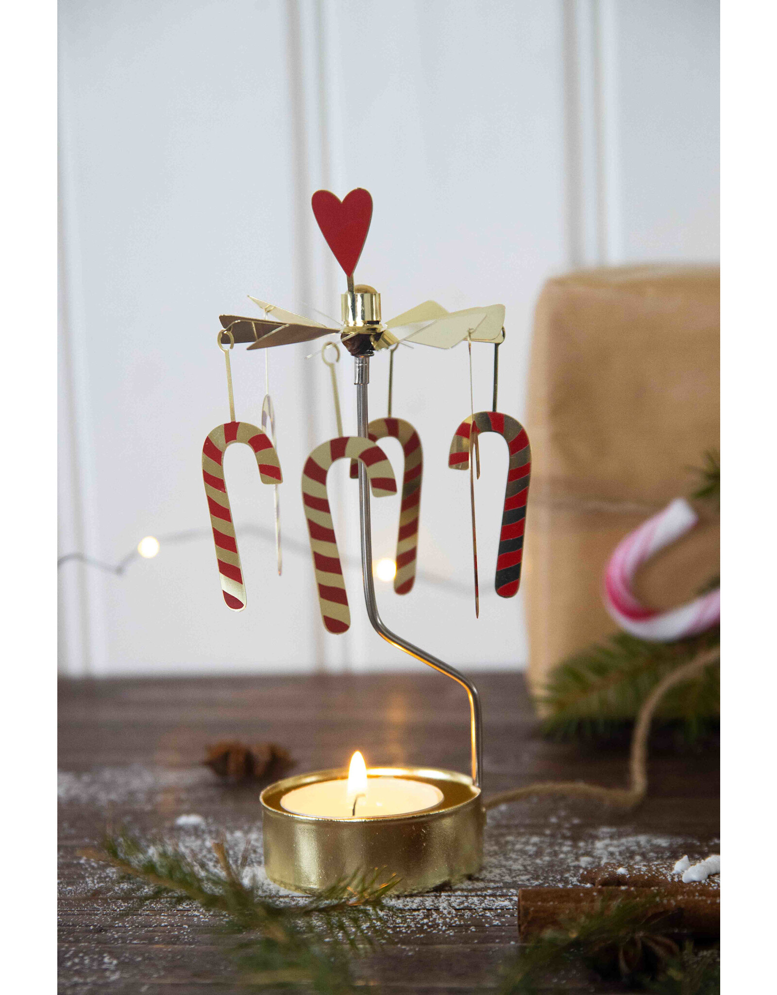 Pluto Theelicht Molentje - Candycane - Ø 6,5 x 16cm