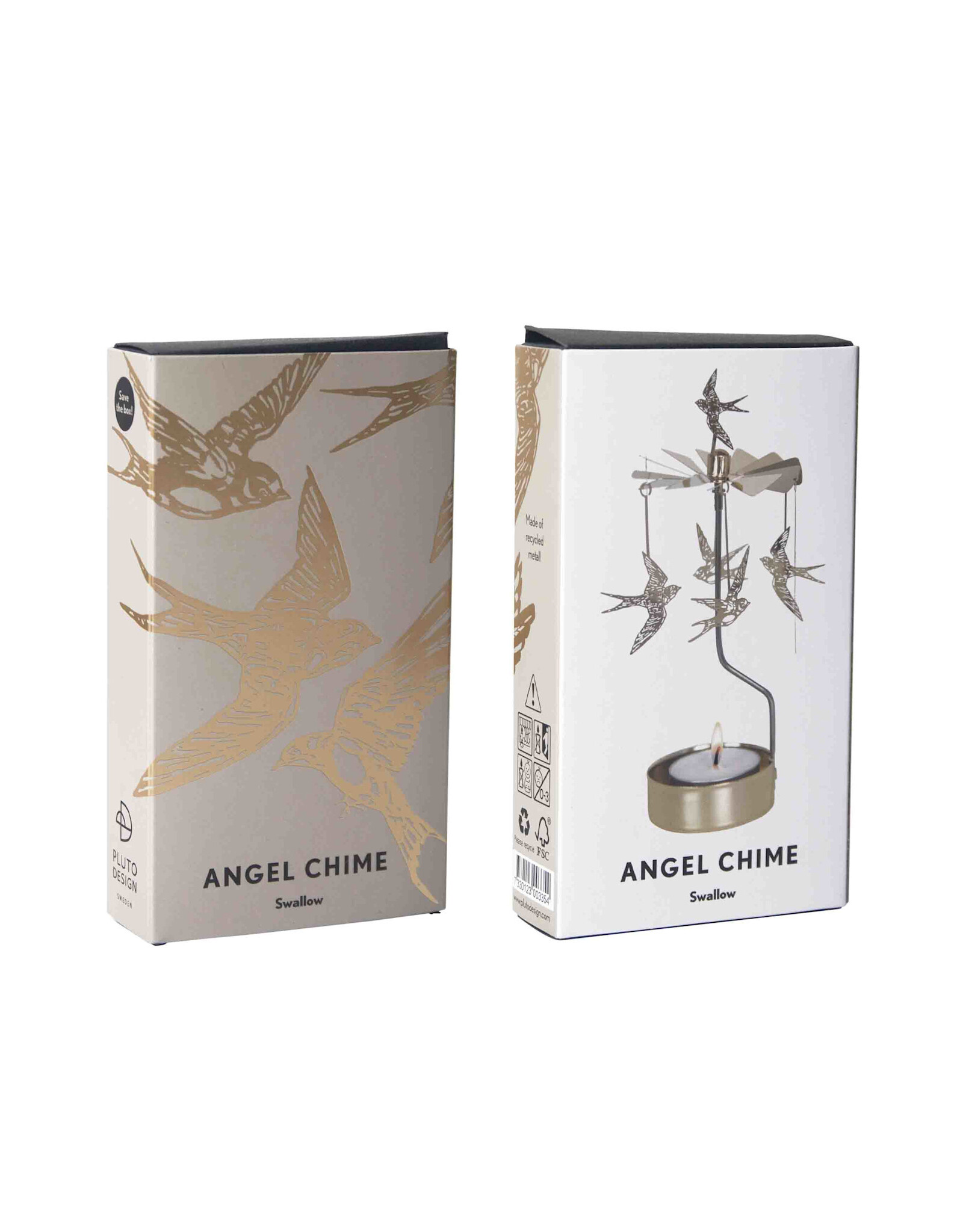 Pluto Theelicht Molentje - Zwaluw, Goud - Ø 6,5 x 16cm