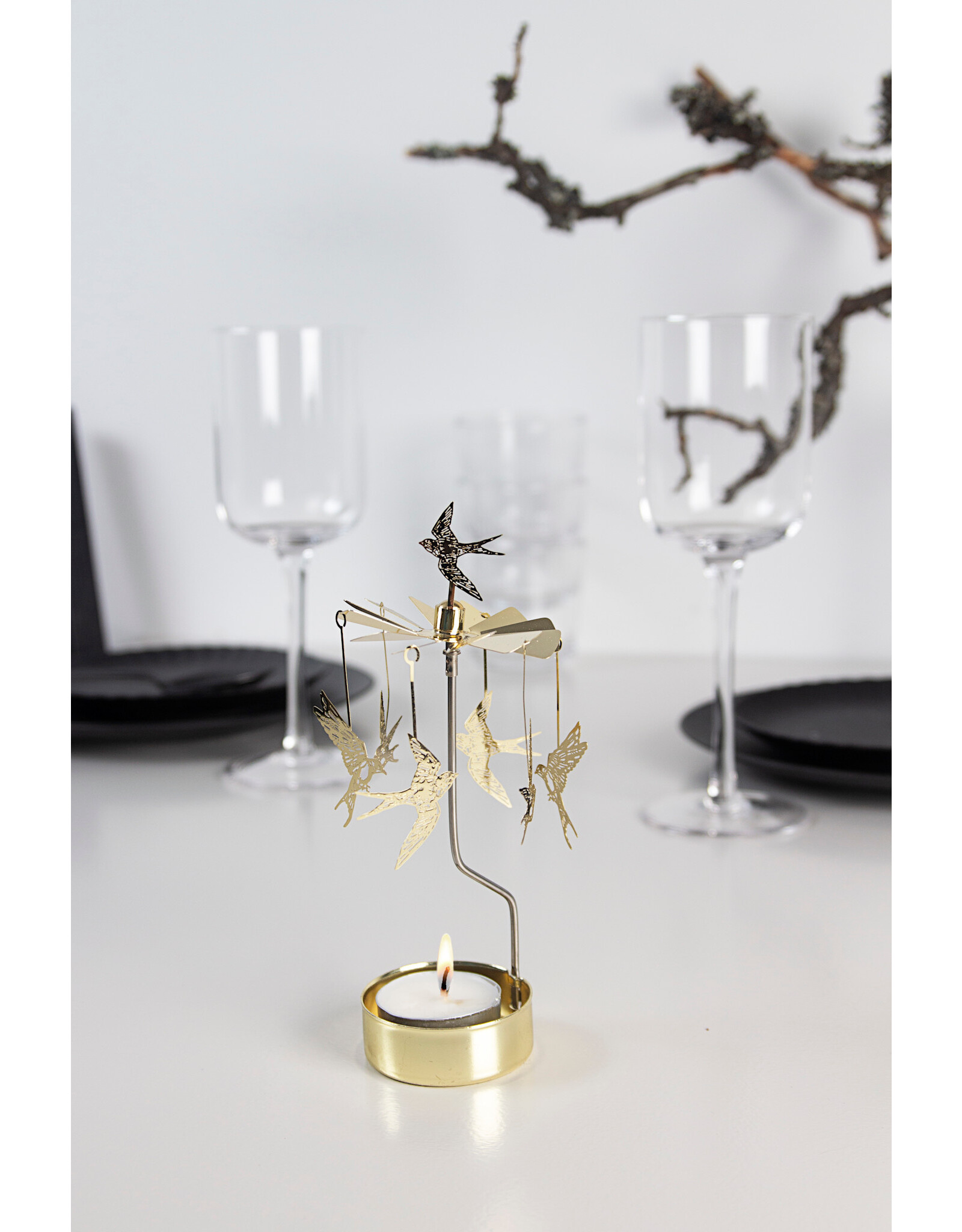 Pluto Theelicht Molentje - Zwaluw, Goud - Ø 6,5 x 16cm