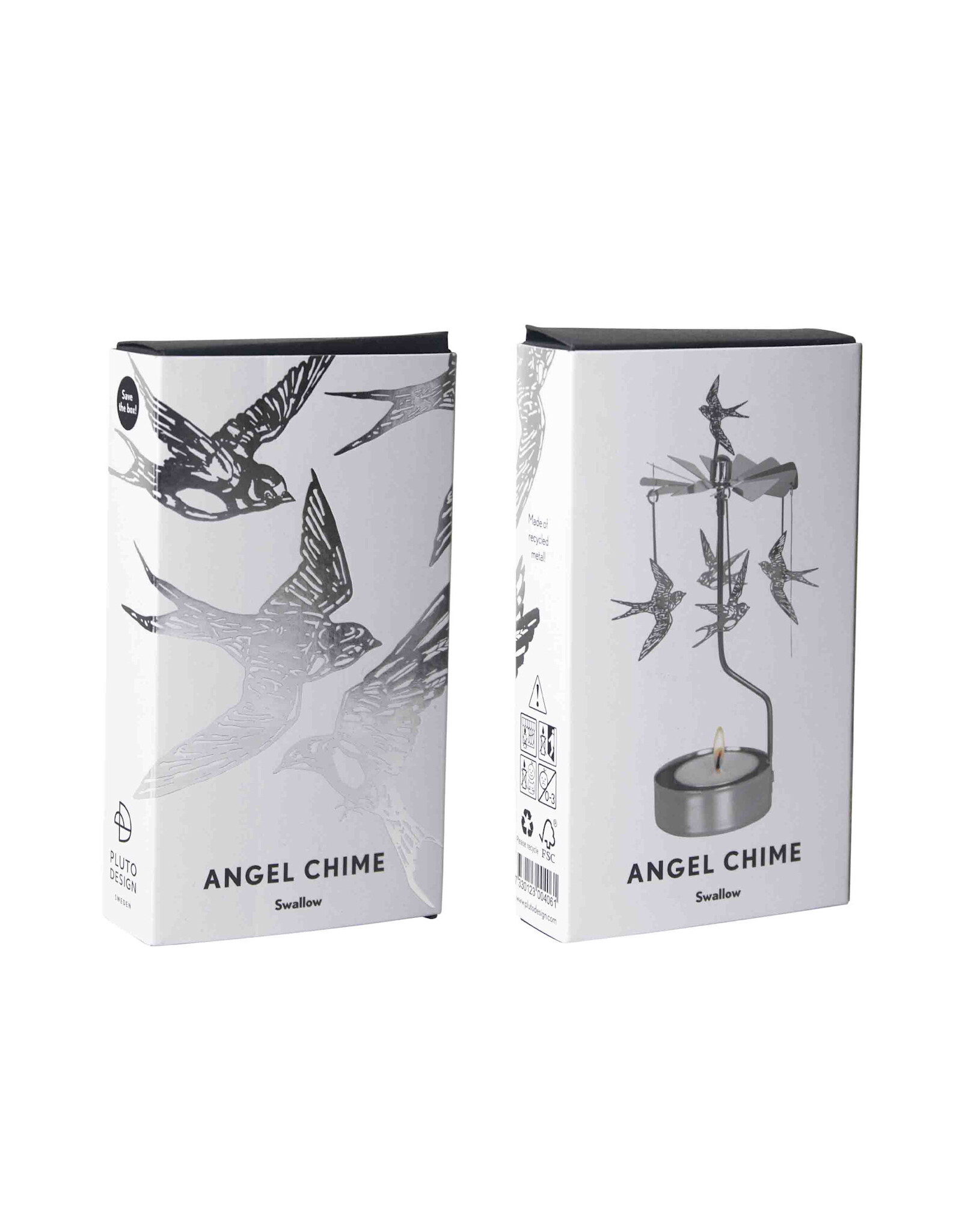 Pluto Theelicht Molentje - Zwaluw, Zilver - Ø 6,5 x 16cm