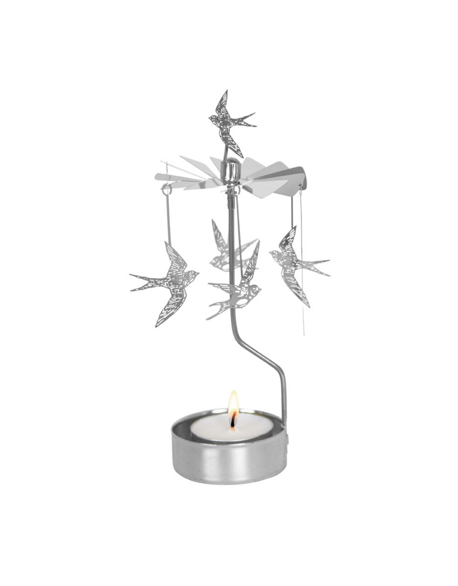 Pluto Theelicht Molentje - Zwaluw, Zilver - Ø 6,5 x 16cm