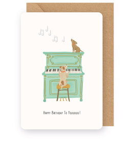 Enfant Terrible Wenskaart - Piano, Happy birthday to youuuu! - Dubbele kaart + Envelop