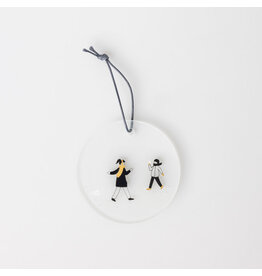Raeder Glazen hanger - Sneeuwballen gevecht  - Ø 7cm