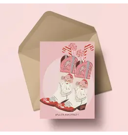 Atelier Moomade Wenskaart - Kerst- Vrolijk kerstfeest, boots - Postkaart + Envelop