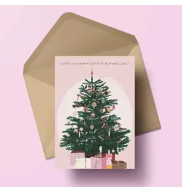 Atelier Moomade Wenskaart - Kerst- Lichtjes in de boom en lichtjes in mijn hoofd - Postkaart + Envelop