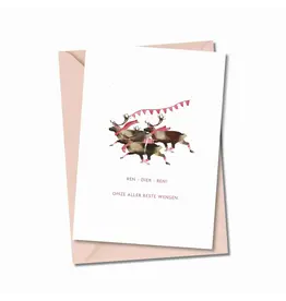 Atelier Moomade Wenskaart - Kerst - Ren Dier Ren - Postkaart + Envelop