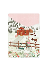 LemonBird Wenskaart - Noorse huisje in de sneeuw - Postkaart + Envelop
