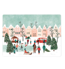 LemonBird Wenskaart - Winterpret in de stad - Postkaart + Envelop