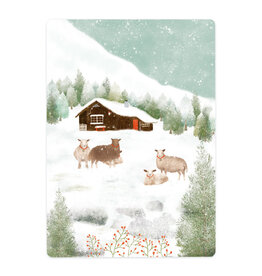 LemonBird Wenskaart - Schapen in de sneeuw - Postkaart + Envelop