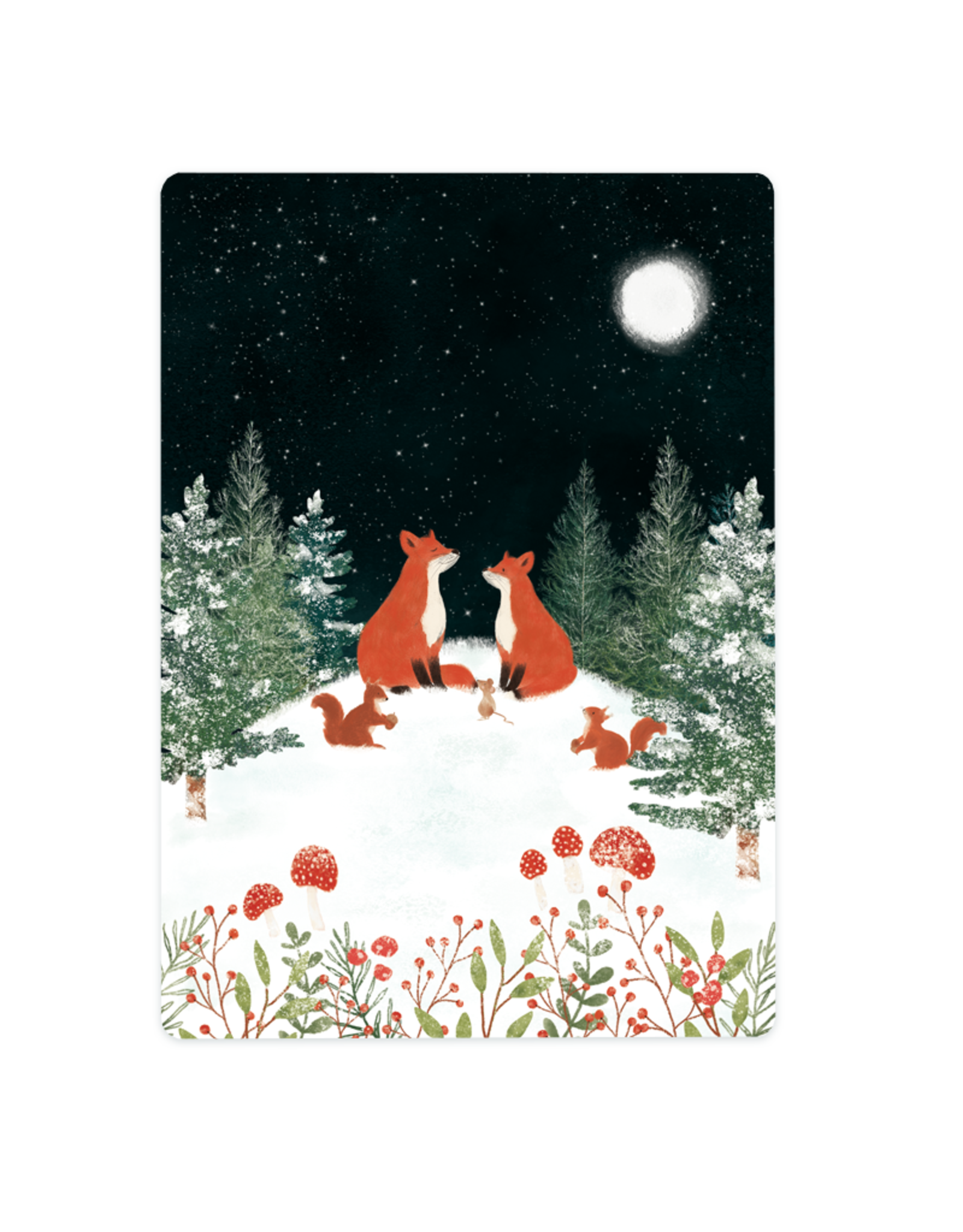 LemonBird Wenskaart - Twee vosjes - Postkaart + Envelop