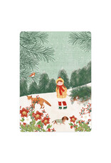 LemonBird Wenskaart - Meisje met slee, vos en hond - Postkaart + Envelop