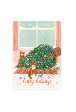 LemonBird Wenskaart - Twee katten en een kerstboom - Postkaart + Envelop