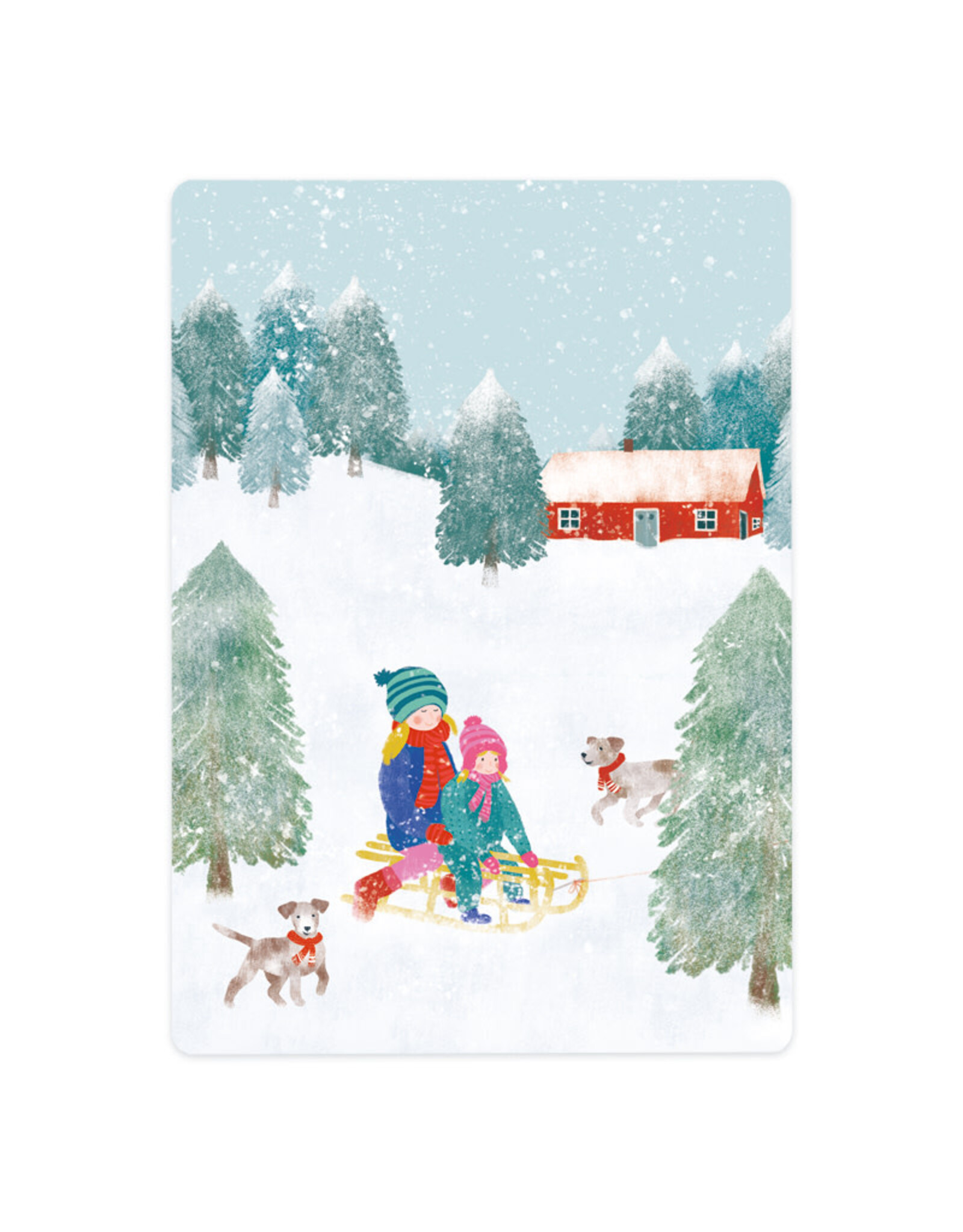 LemonBird Wenskaart - Sleetje rijden - Postkaart + Envelop