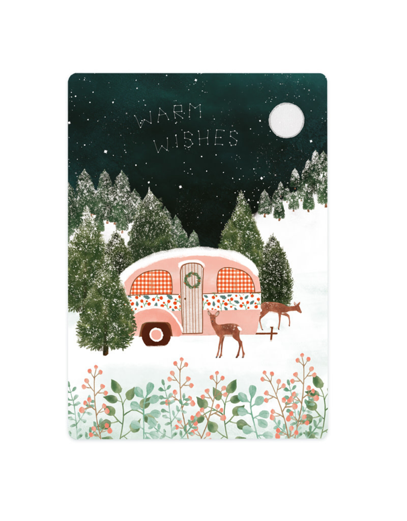 LemonBird Wenskaart - Camping in winter wonderland - Postkaart + Envelop