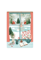 LemonBird Wenskaart - Kerst uitzicht uit 't raam - Postkaart + Envelop