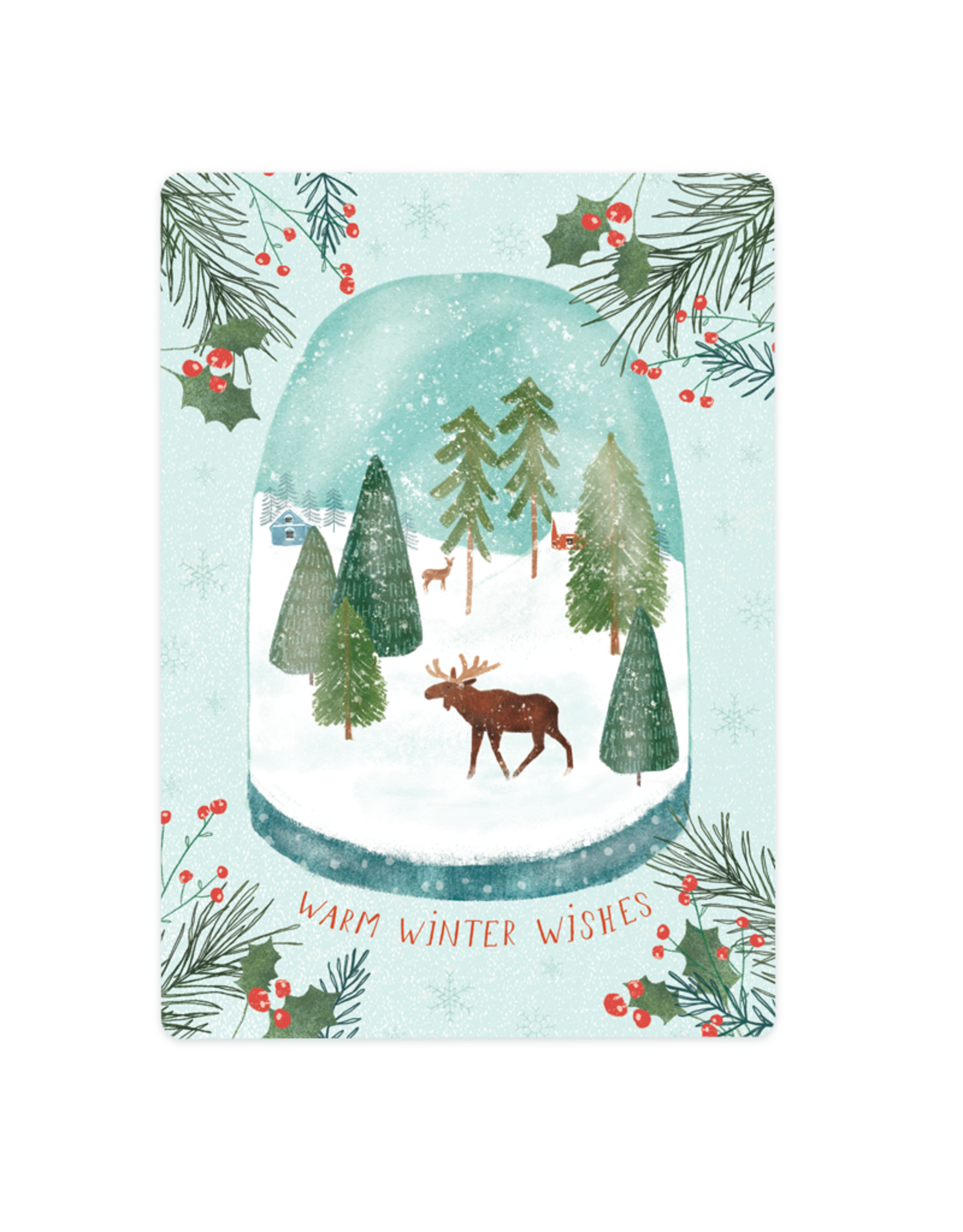 LemonBird Wenskaart - Sneeuwbol - Postkaart + Envelop