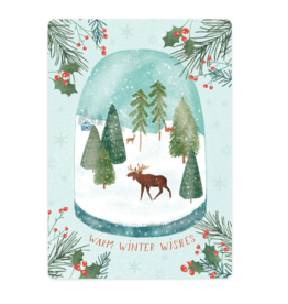 LemonBird Wenskaart - Sneeuwbol - Postkaart + Envelop