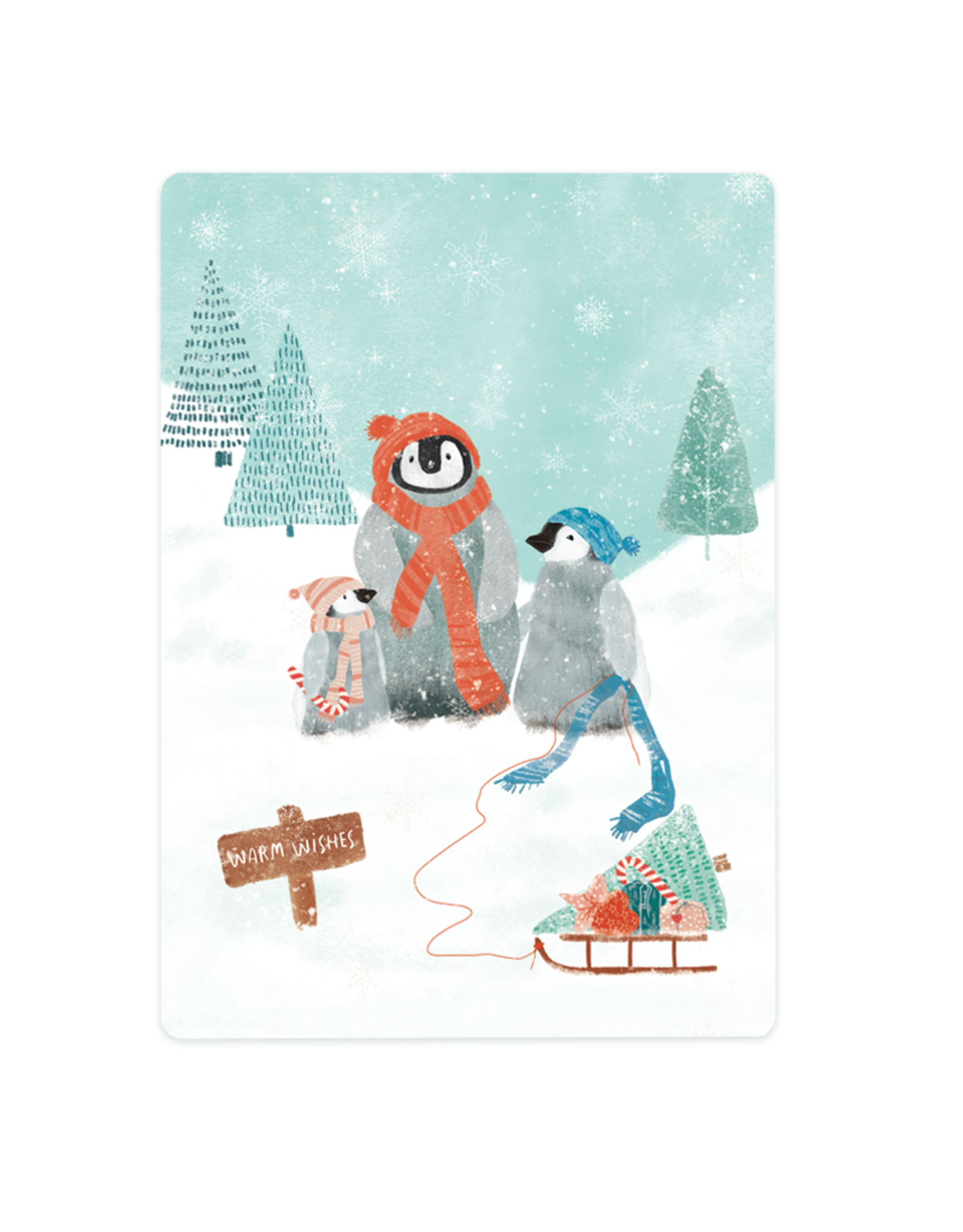 LemonBird Wenskaart - Drie pinguïns - Postkaart + Envelop
