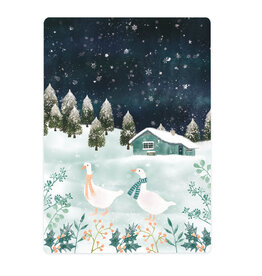 LemonBird Wenskaart - Two geest and a cottage in the snow - Postkaart + Envelop