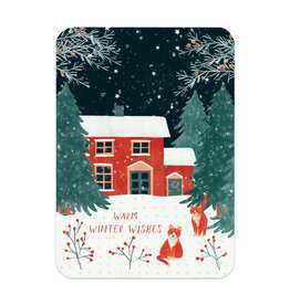 LemonBird Wenskaart - Kat, Warm Winter Wishes - Postkaart + Envelop