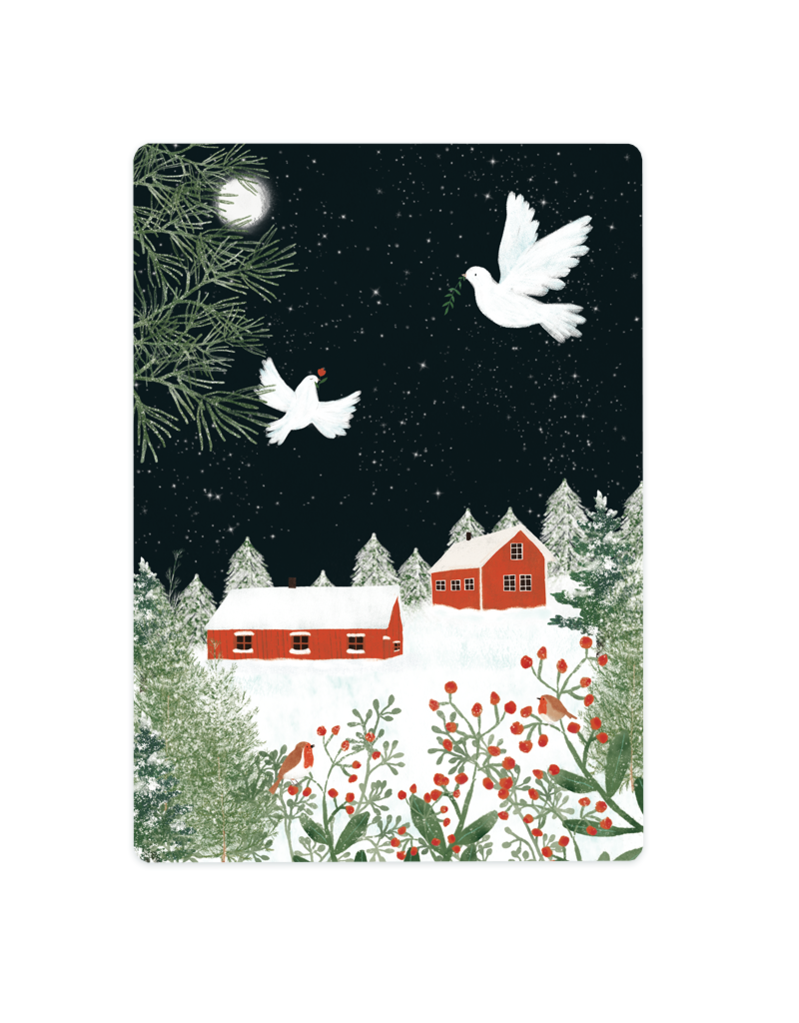 LemonBird Wenskaart - Witte Vredesduiven - Postkaart + Envelop