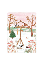 LemonBird Wenskaart - Vogelvoederhuisje in de sneeuw - Postkaart + Envelop