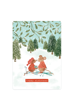 LemonBird Wenskaart - Mistletoe muisje - Postkaart + Envelop