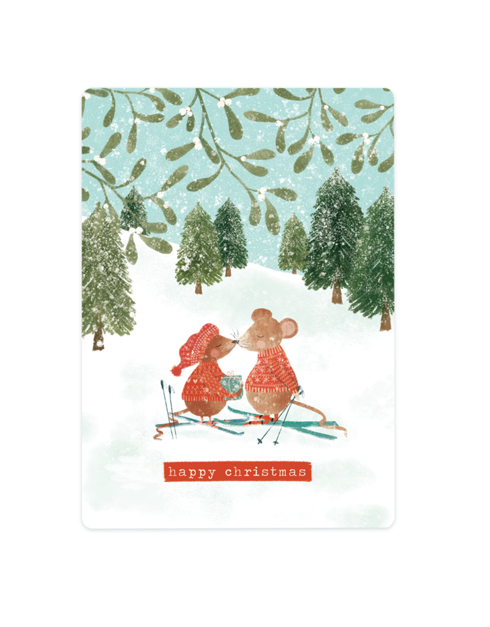 LemonBird Wenskaart - Mistletoe muisje - Postkaart + Envelop