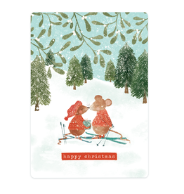 LemonBird Wenskaart - Mistletoe muisje - Postkaart + Envelop