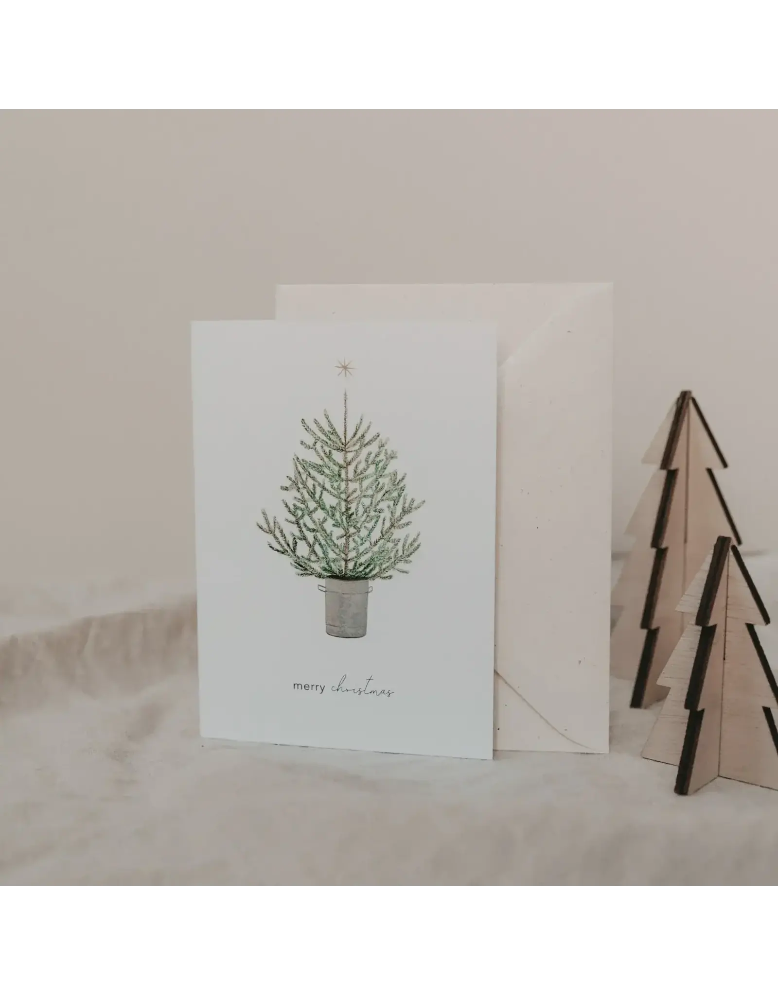 Eulenschnitt Wenskaart - Kerstboom, Merry Christmas - Dubbele kaart + Envelop