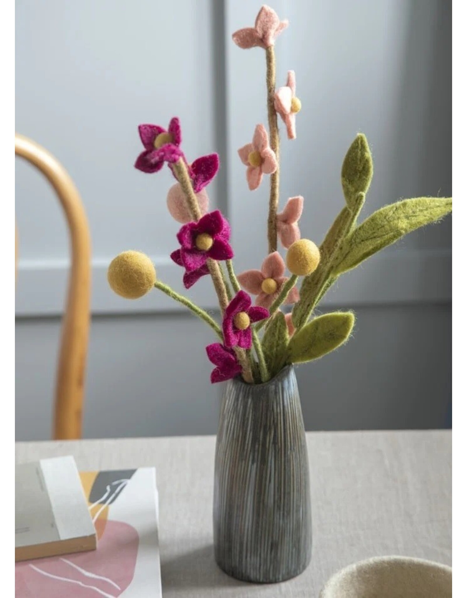 Gry & Sif Vilten Bloem - Bolletje, Light Yellow - Ø 3x30cm