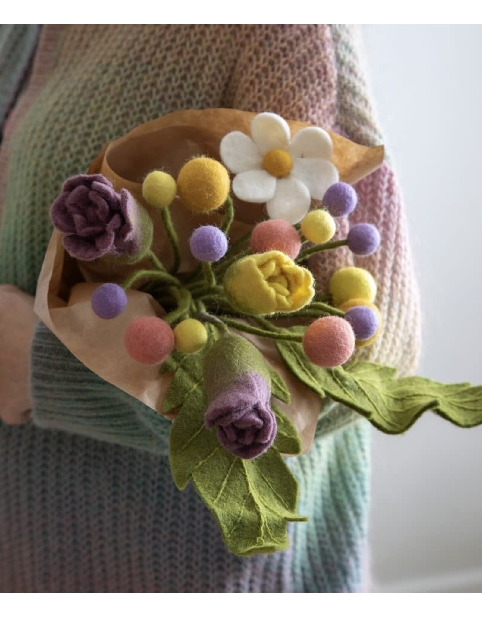 Gry & Sif Vilten Bloem - Bolletje, Light Yellow - Ø 3x30cm