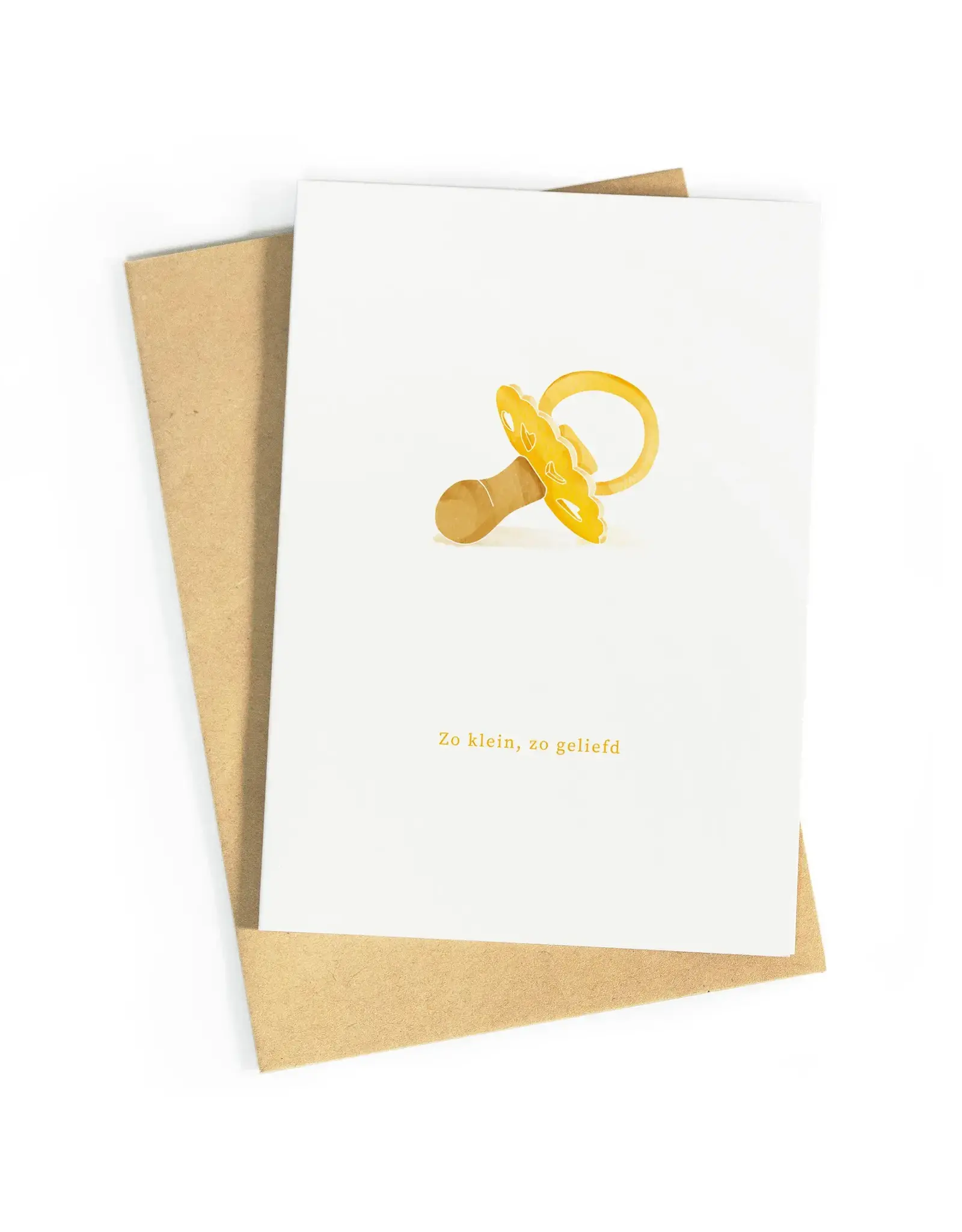 Studio Zwoane Wenskaart - Fopspeen Geel - Dubbele kaart + Envelop