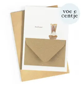 Studio Zwoane Wenskaart - Proficiat met envelopje - Dubbele kaart + Envelop
