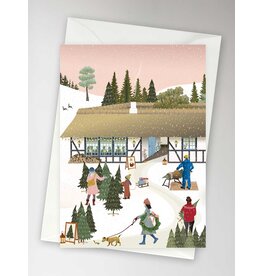 Vissevasse Wenskaart - Christmas Tree Farm - Dubbele kaart + Envelop