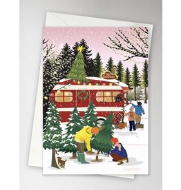 Vissevasse Wenskaart - Christmas Caravan - Dubbele kaart + Envelop