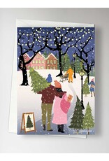 Vissevasse Wenskaart - Bringing home the tree - Dubbele kaart + Envelop