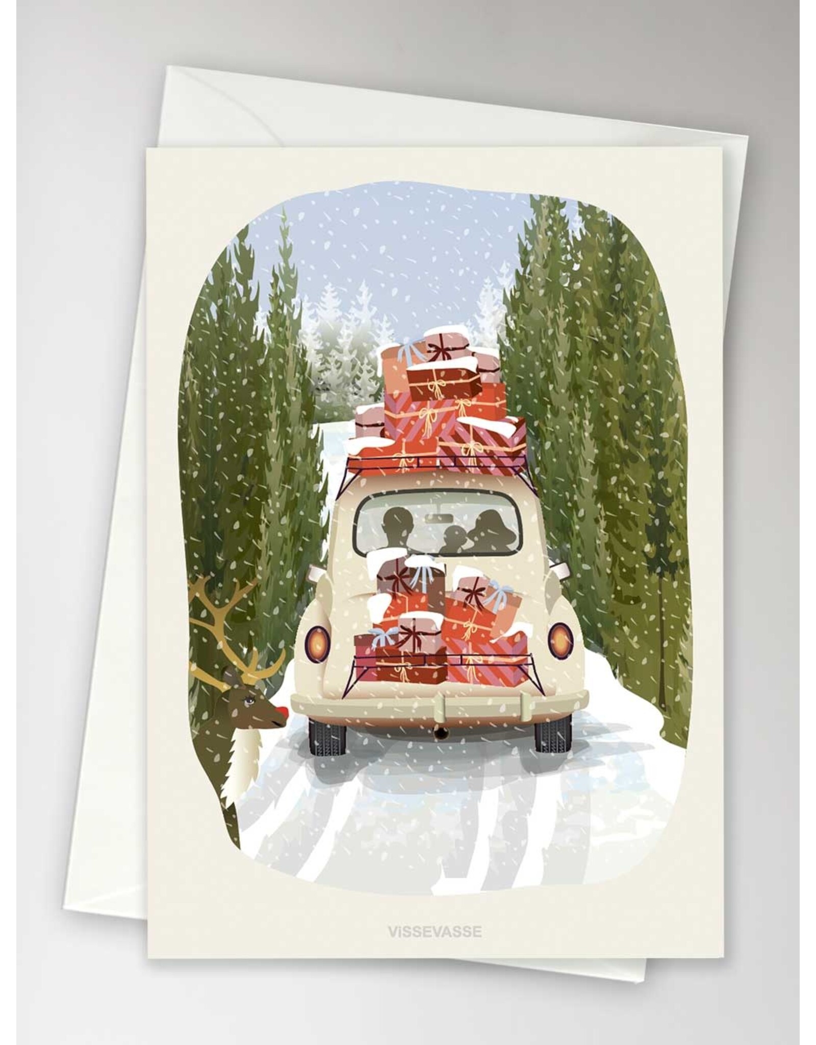 Vissevasse Wenskaart - All packed for Christmas - Dubbele kaart + Envelop